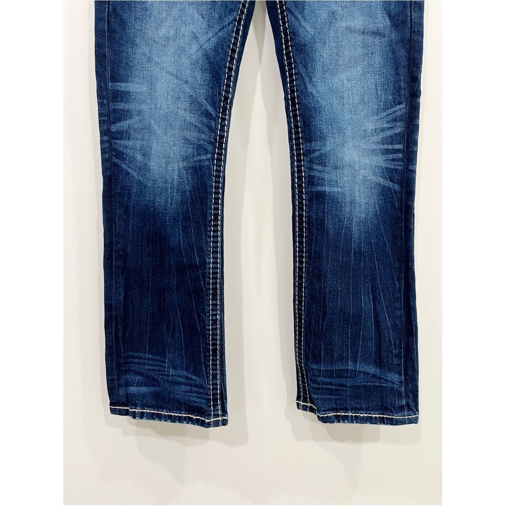 Rock Revival Delicioso Boot Cut Jeans 27x30 Fleur De Lis Embroider Stretch Denim - Picture 10 of 15